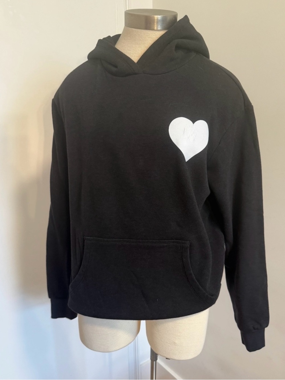 SPRWMN Black Heart Graphic Hoodie Sweatshirt - XS